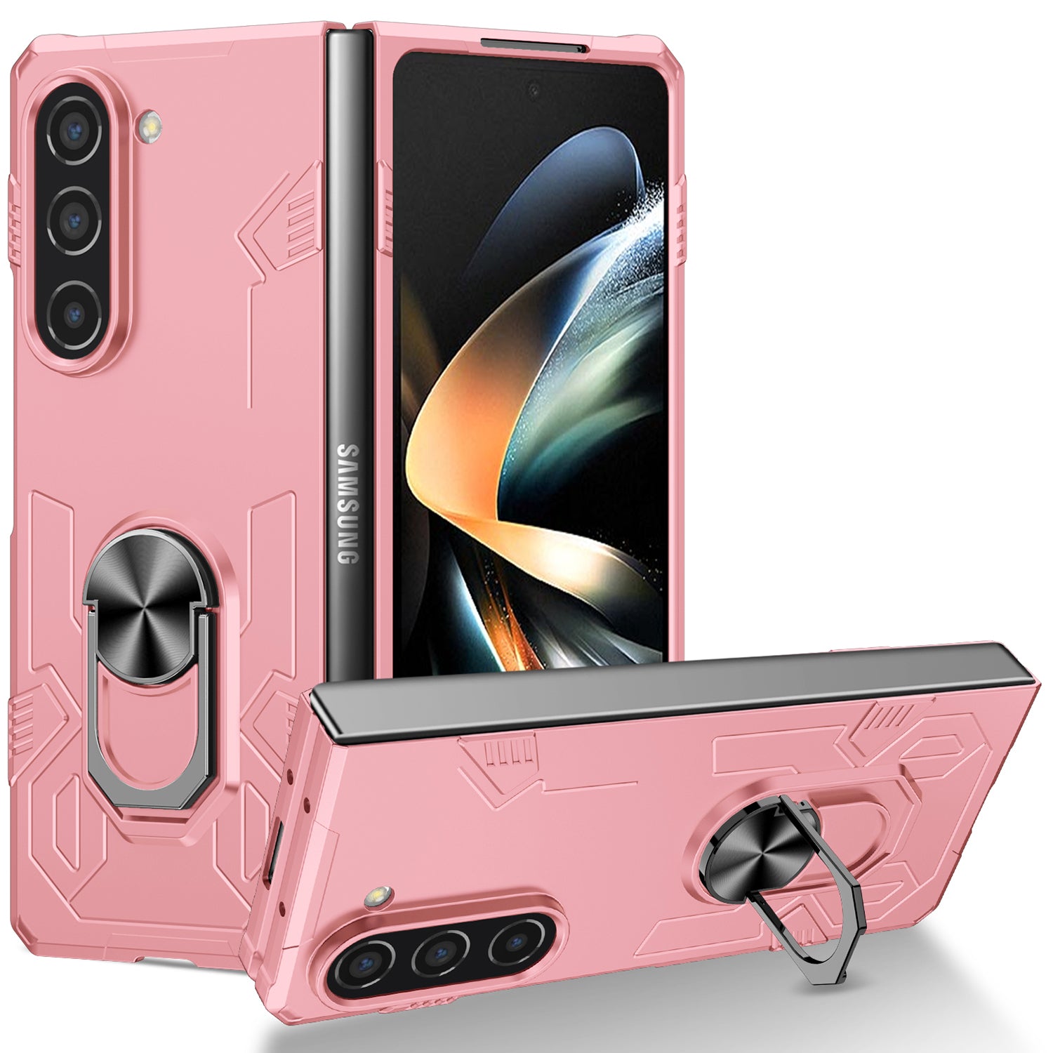 For Samsung Galaxy Z Fold5 5G Ring Kickstand Phone Case Hard PC Anti-drop Cover Support Magnetic Car Mount For Samsung Galaxy Z Fold5 5G Ring Kickstand Phone Case Hard PC Anti-drop Cover Support Magnetic Car Mount
